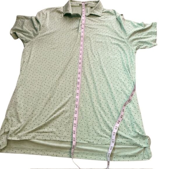 Tasc Men's Polka Dot Short Sleeve High Low Hem Golf Polo Shirt‎ Green Size XL - Picture 4 of 7